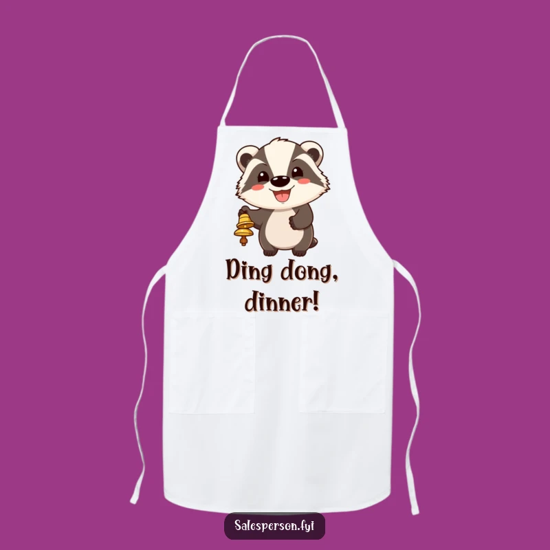 Funny Badger Bell Ringing Apron - Cheerful Grin Kitchen Gift