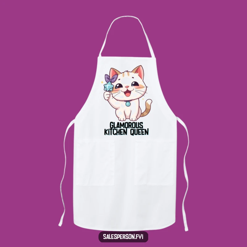 Funny Cat Sparkle Apron: Cook with Feline Finesse and Flair