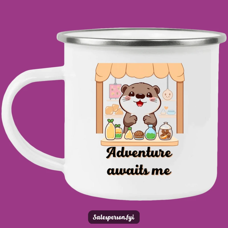 Funny Otter Enamel Camping Mug - Durable and Cheerful Otter Camp Adventure Gift