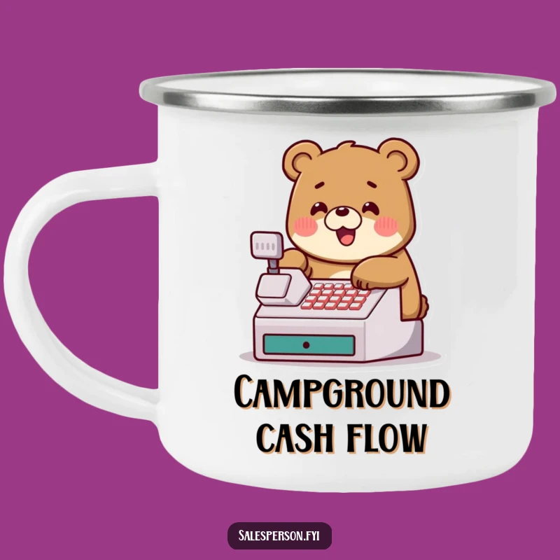 Funny Bear Cash Register Camping Mug: Sip Your Success on the Go