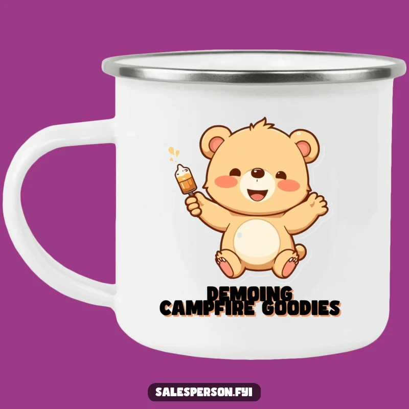 Funny Bear Cub Demo Camping Mug - Enthusiastic Outdoor Sip, Durable Gift