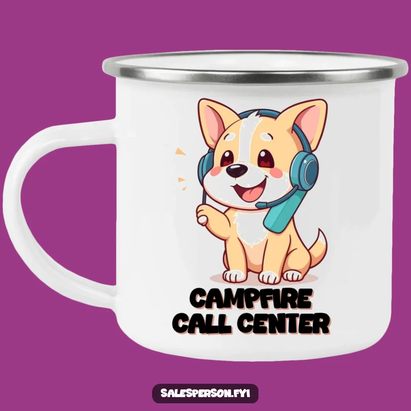 Funny Dog Phone Call Camping Mug - Outdoor Chats, Hilarious Gift