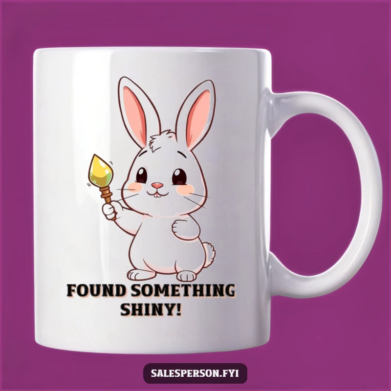 Funny Curious Rabbit Shiny Object Mug - Prideful Gift for Collectors, Great Mug