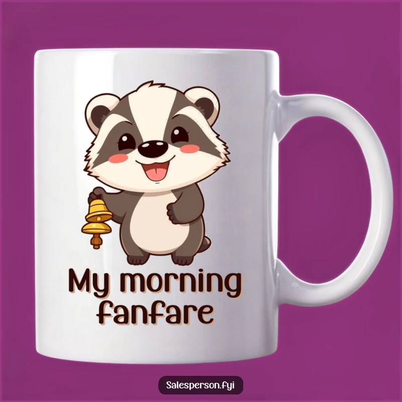 Funny Badger Bell Ringing MugGift - Cheerful Animal Lover Present
