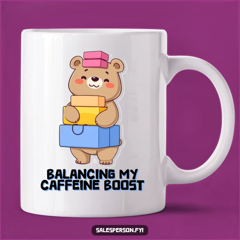 Funny Bear Stacking Mug: Confident Bear Balance, Perfect Organized Gift