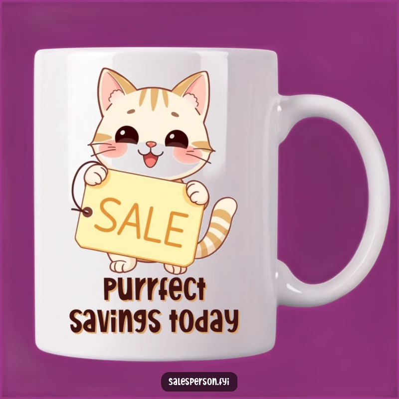 Funny Cat SALE Mug - Happy Shopper Gift for Feline Bargain Hunters