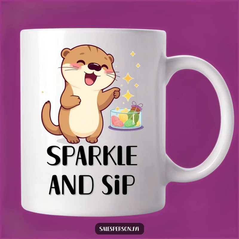Funny Otter Sparkle Mug - Playful Excitement Gift for Shoppers