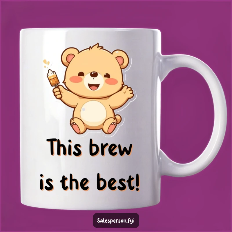Funny Bear Cub Product Demo Mug - Enthusiastic Mascot Gift, Great Mug