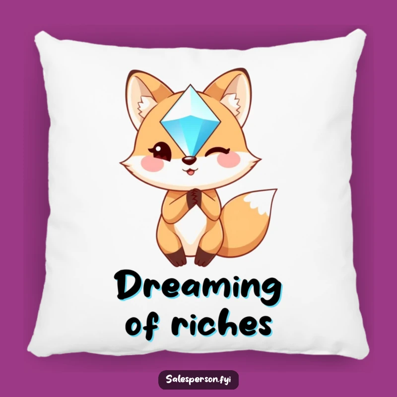 Funny Fox Throw Pillow - Luxurious and Hilarious Winking Fox Gem Decor Gift