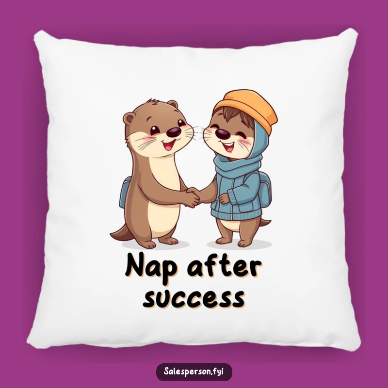 Funny Otter Pillow: Handshake Comfort, Delighted Customer Vibes
