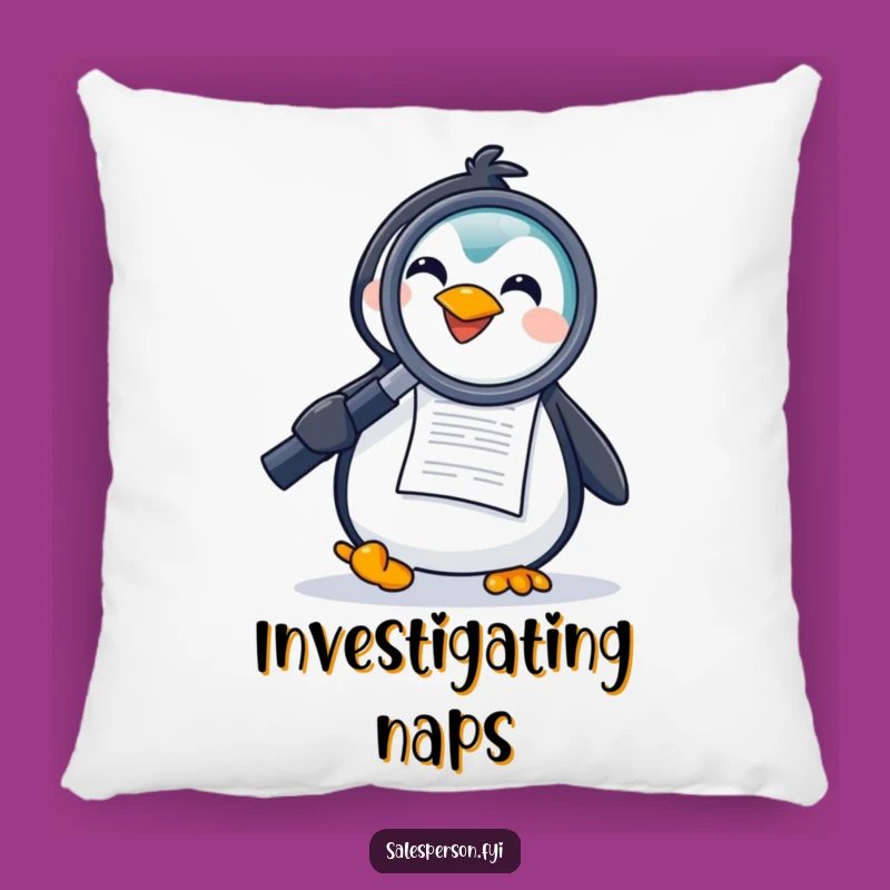 Funny Penguin Detective Pillow: Cozy Comfort for the Curious Heart