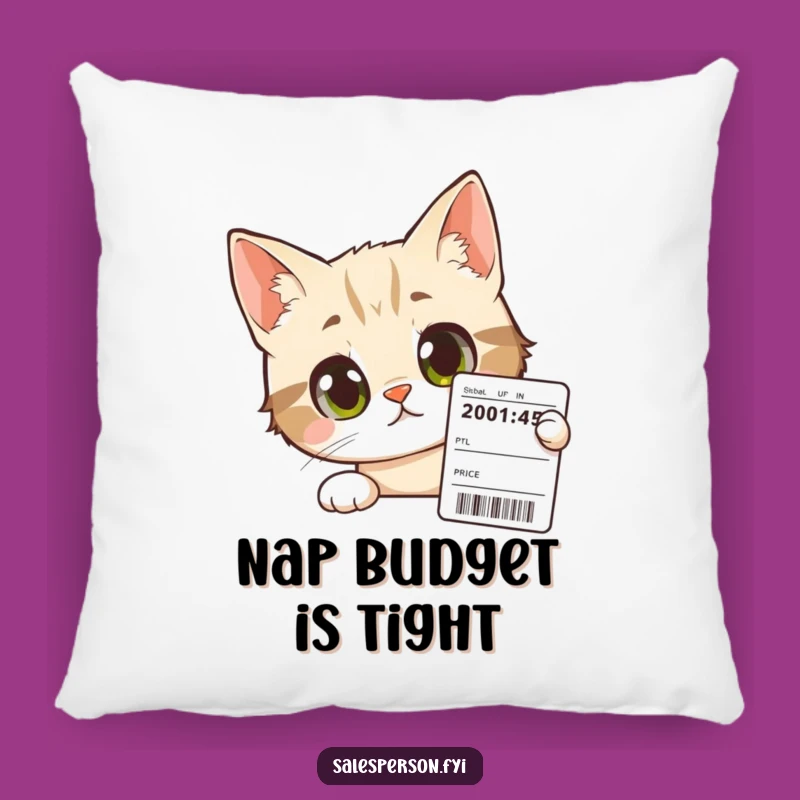 Funny Cat Accent Pillow - Soft and Witty Cat Price Tag Decor Gift