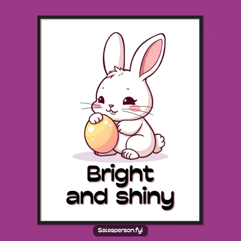 Funny Bunny Polishing Digital Art: Instant Motivation & Hilarious Decor