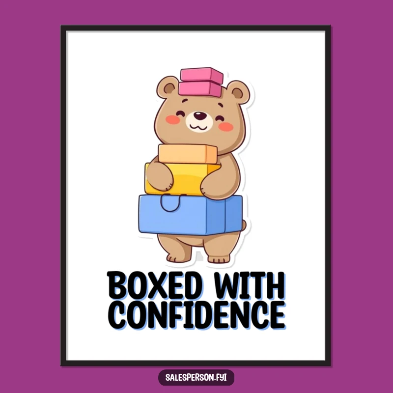 Funny Bear Stacking Art Print: Confident Balance Art, Humorous Digital Gift