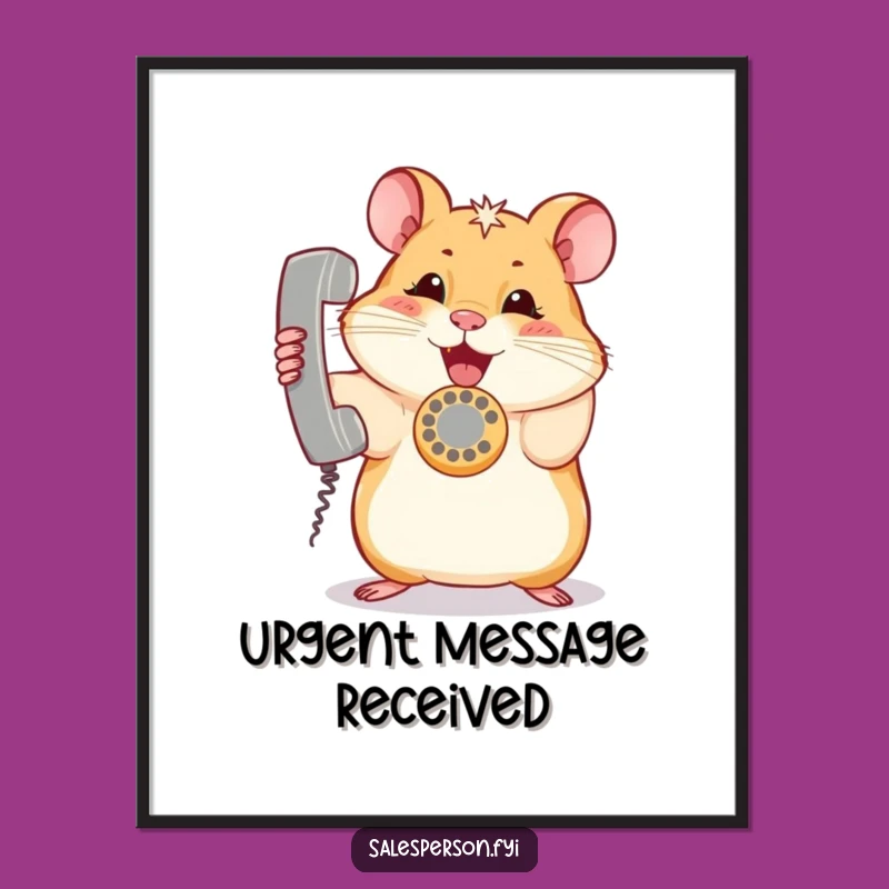 Funny Hamster Phone Connection Digital Art: Bring Whimsy Home with This Humorous Print