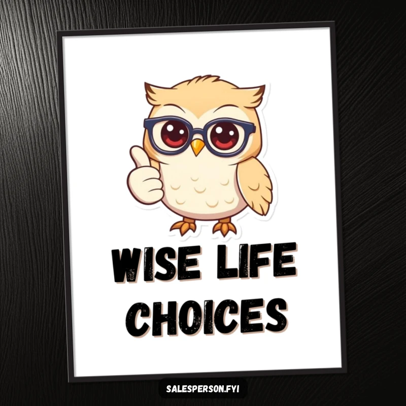 Digital artwork of a smiling owl in glasses giving a thumbs up, radiating intelligence and fun.