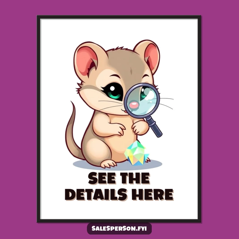 Funny Sly Weasel Digital Art, Printable Gem Inspection Decor, Gift