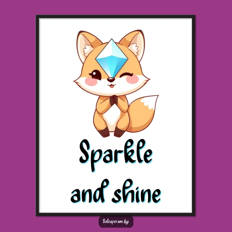 Funny Fox Digital Art - Instant Download Witty Winking Fox Gem Graphic