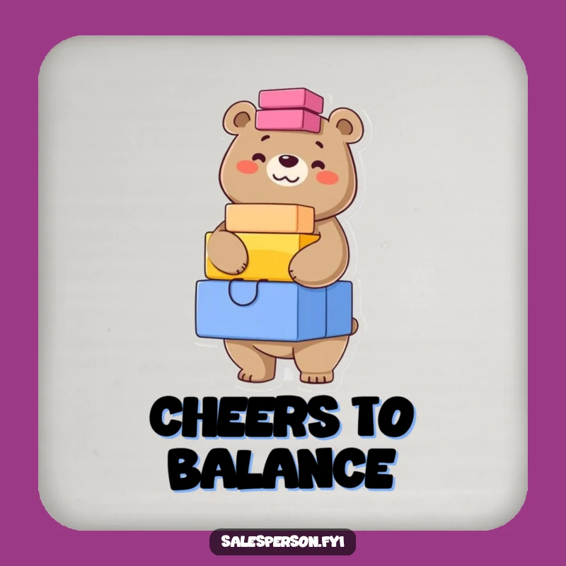 Funny Bear Stacking Coaster: Confident Balance Protection, Humorous Gift
