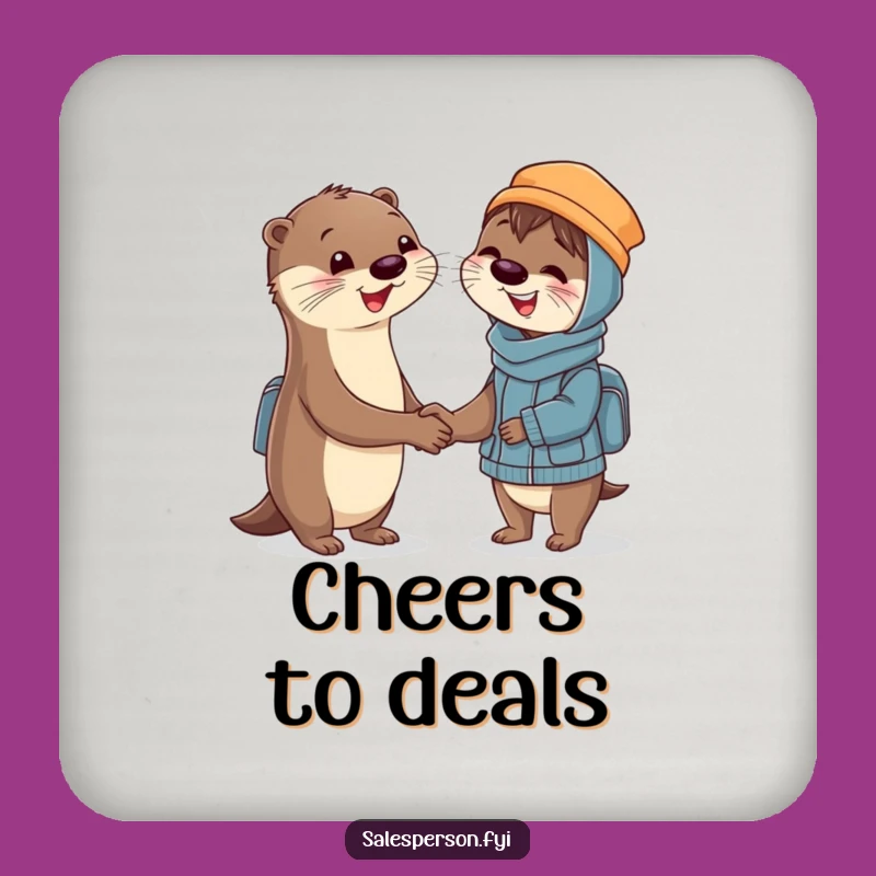 Funny Otter Drink Coaster: Handshake Charm, Protect Surfaces with Smiles