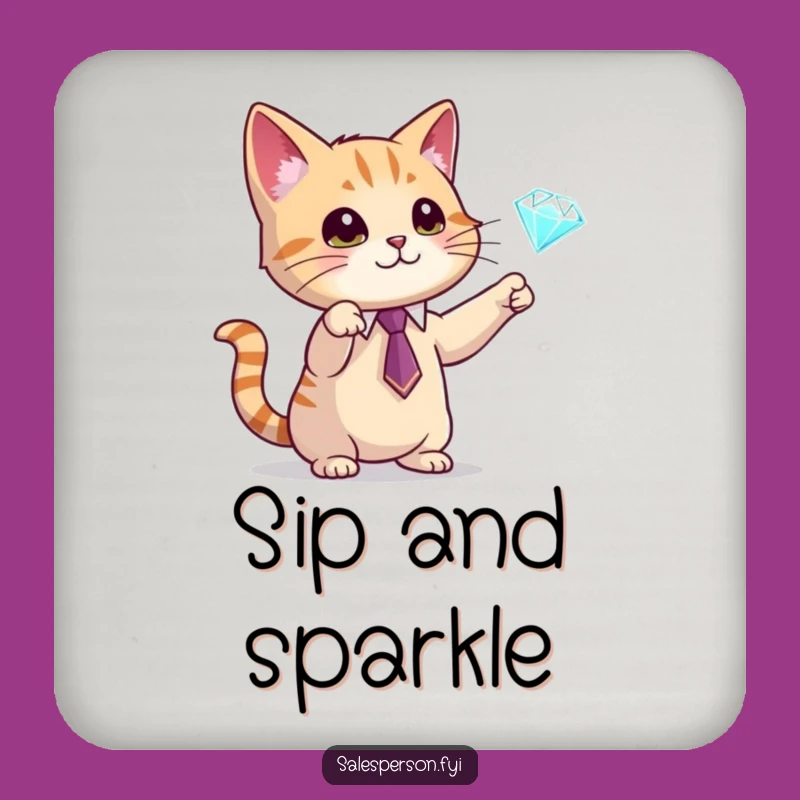 Funny Cat Diamond Coaster - Protect Surfaces With Class, Hilarious Gift