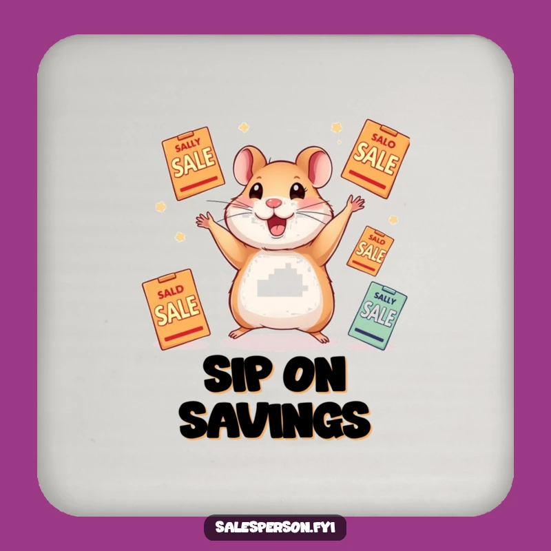 Funny Hamster Juggling Sale Flyers Coaster: Protect Surface with Humor