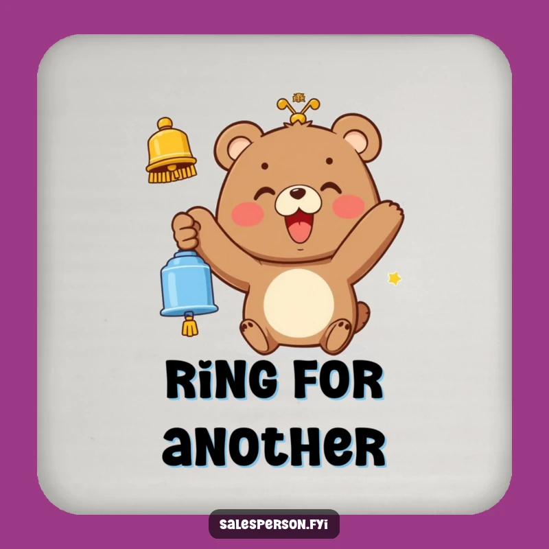 Happy Bear Bell Coaster: Protect Surfaces, Hilarious Funny Gift!