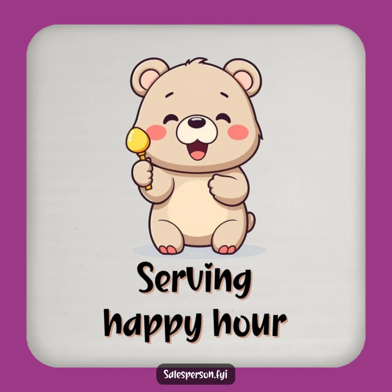 Funny Bear Shiny Object Coaster - Cheerful Protection for Your Surfaces