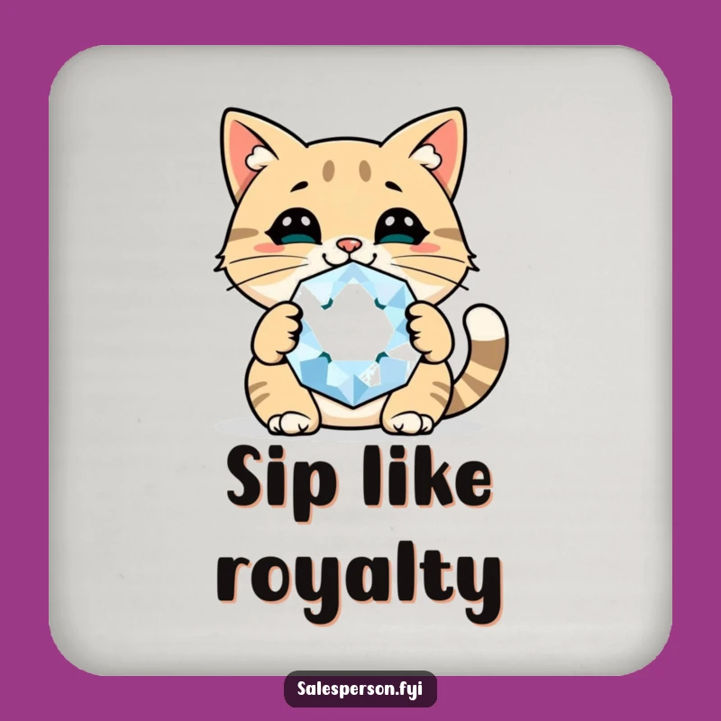 Funny Cat Gem Coaster A Cheerful Touch For Your Drink Area