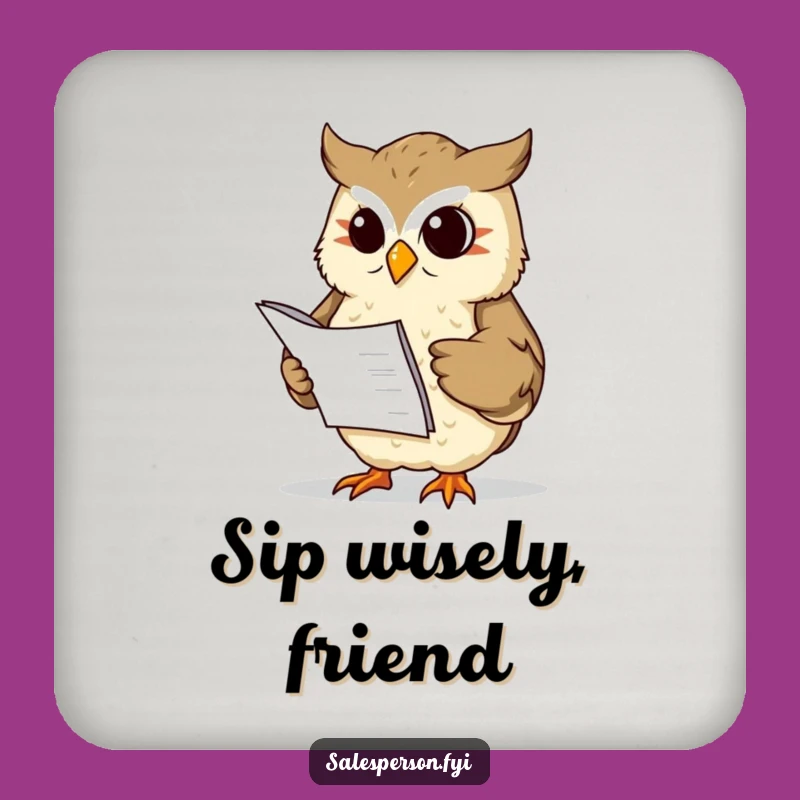Funny Owl Ledger Coaster: Protect Surfaces with Wise Financial Humor