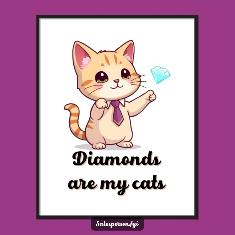 Funny Cat Diamond Poster - Elegant Feline Art, Hilarious Gift