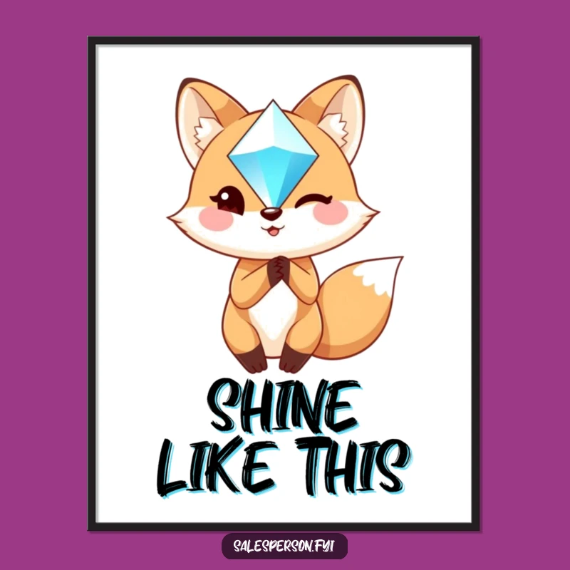 Funny Fox Art Print - Dapper Winking Fox with Gem Hilarious Wall Decor
