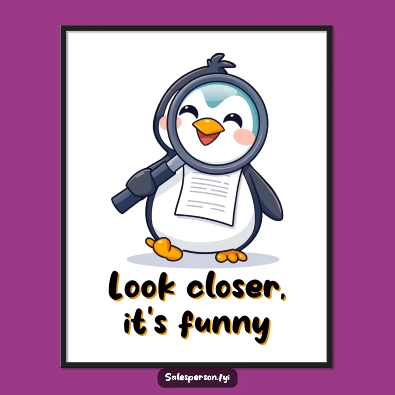 Funny Penguin Detective Poster: Intriguing Wall Art for Curious Minds