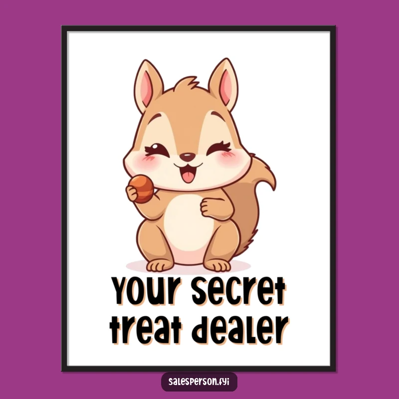 Funny Squirrel Treat Poster - Tempting Wall Art, Unique Gift