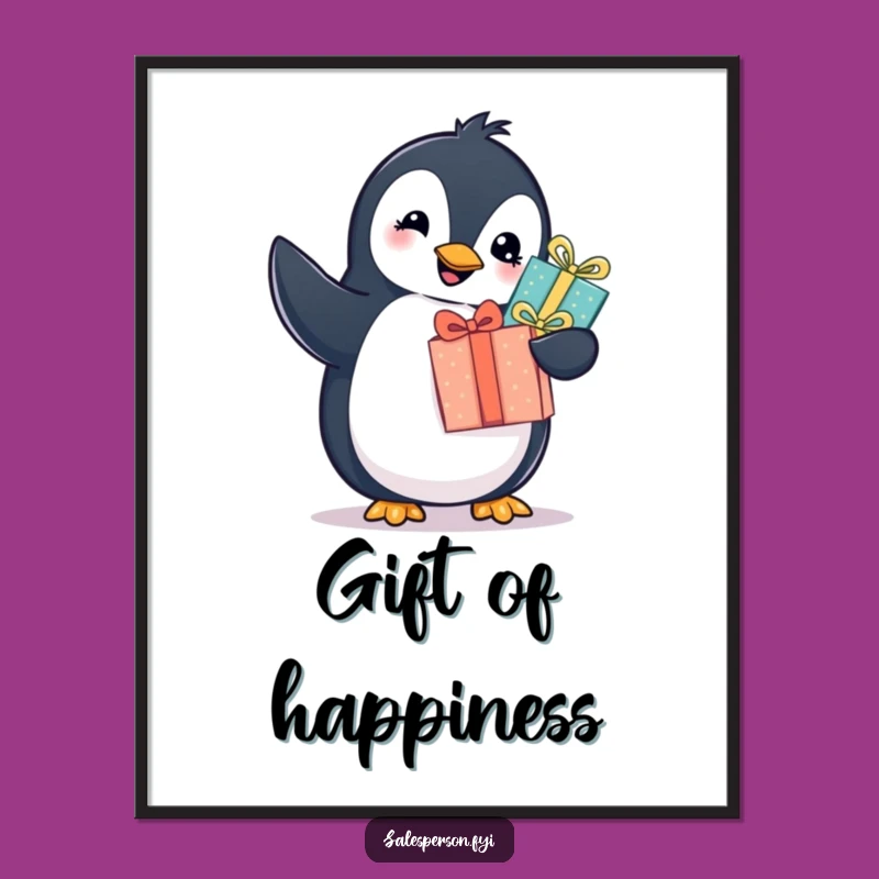 Funny Penguin Gift Poster - Whimsical Cheerful Gift for Walls
