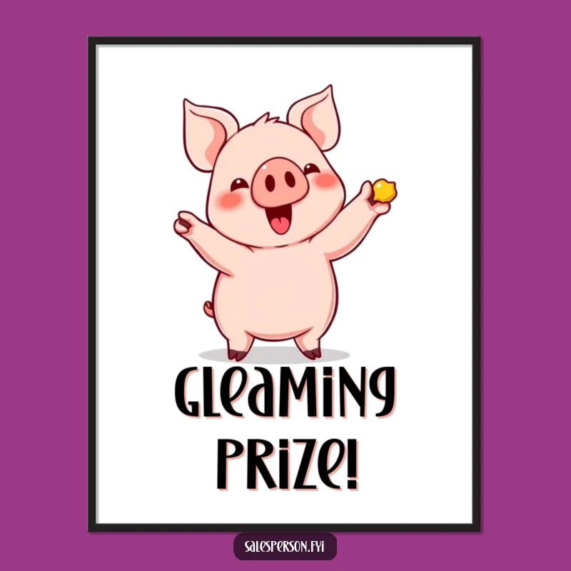 Funny Pig's Shiny Find Poster: Joyful Wall Art & Humorous Gift