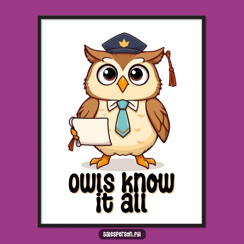 Funny Owl Graduation Poster: Sophisticated Wall Art for the Educated