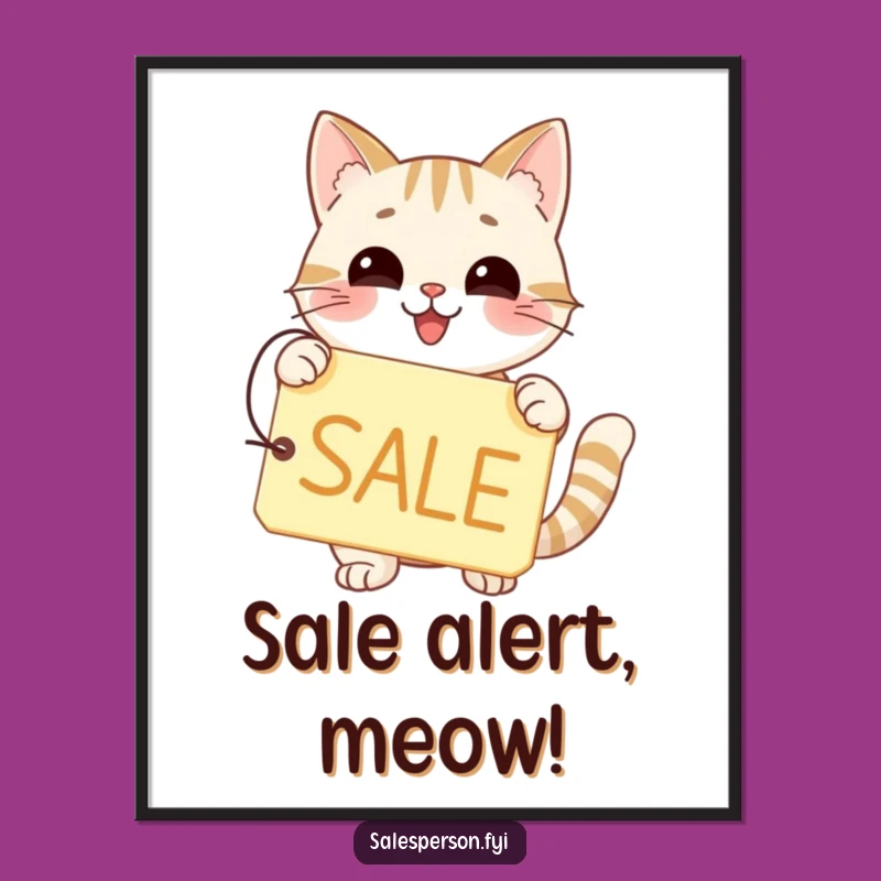 Funny Cat SALE Poster - Happy Wall Art & Gift for Bargain Hunters