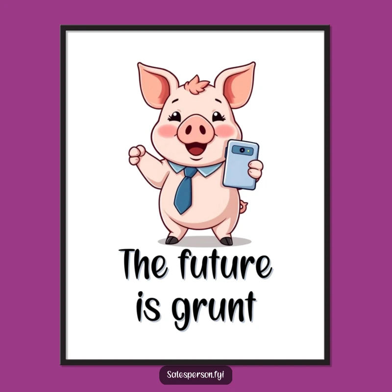 Shiny Gadget Pig Poster: Tech Decor, Awesome Funny Gift!