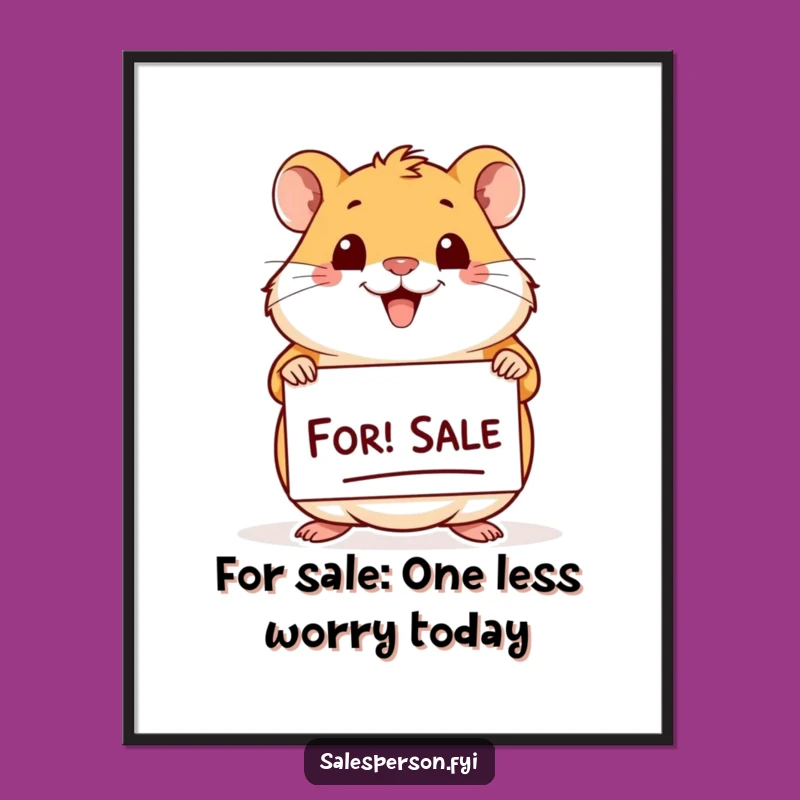 Free Printable Hamster For Sale Art: Funny Downloadable Wall Decor