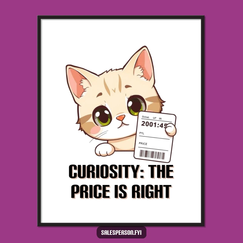 Free Printable Wall Art: Funny Cat Price Tag, Quirky Downloadable Decor for Cat Lovers