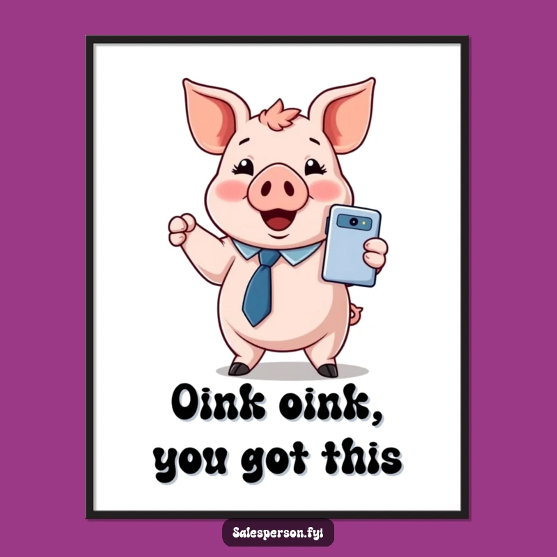 Funny Free Printable Wall Art: Pig Presenting Gadget - Quirky Downloadable Art