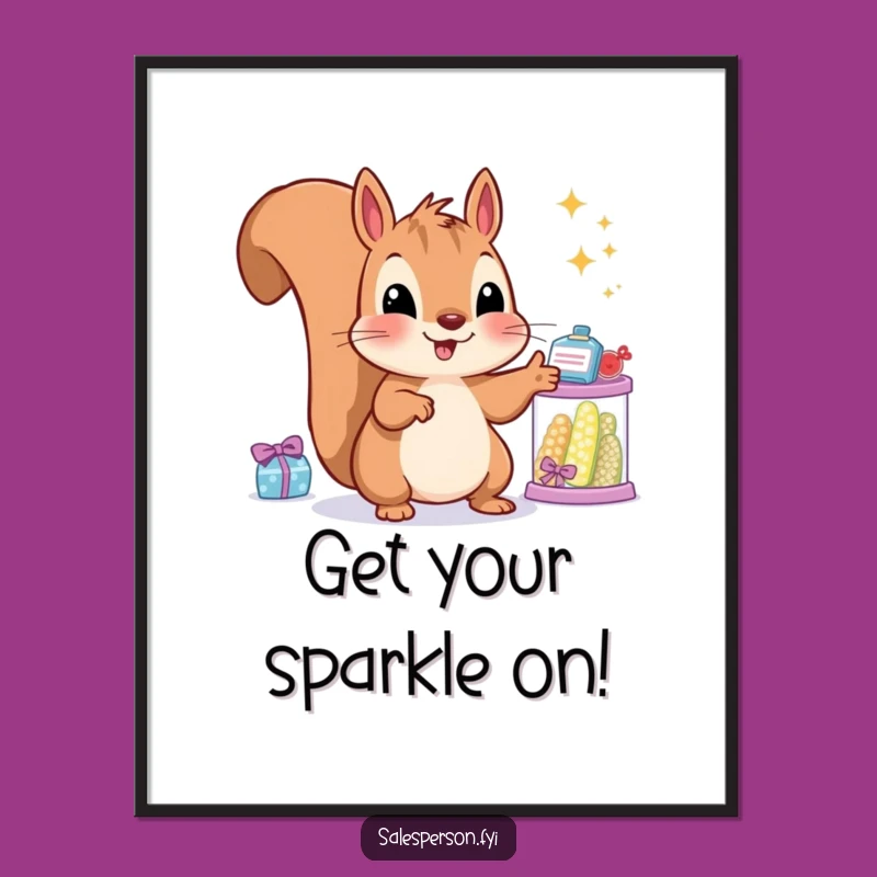 Funny Free Printable Wall Art: Squirrel's Sparkly Finds - Whimsical Decor!