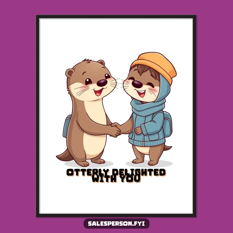 Funny Free Printable Otter Wall Art: Handshake Deal Downloadable Art Gift