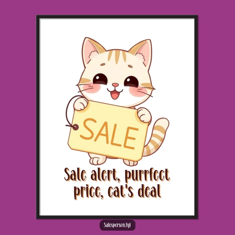Free Printable Wall Art: Cat Sale Sign, Funny Downloadable Decor for Shopaholics