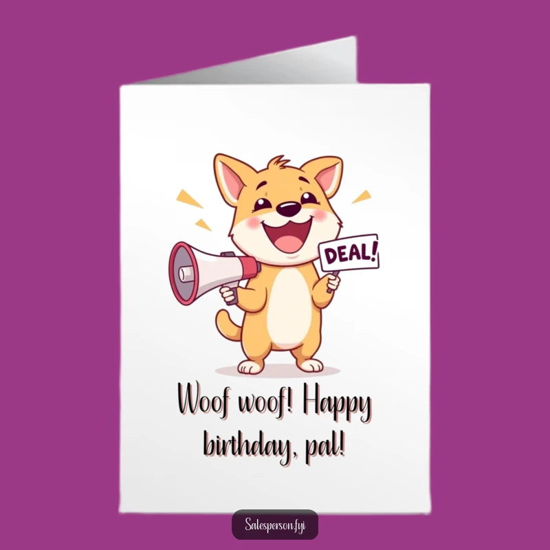 Free Printable Dog Megaphone Birthday Card: Loud Downloadable DIY Gift