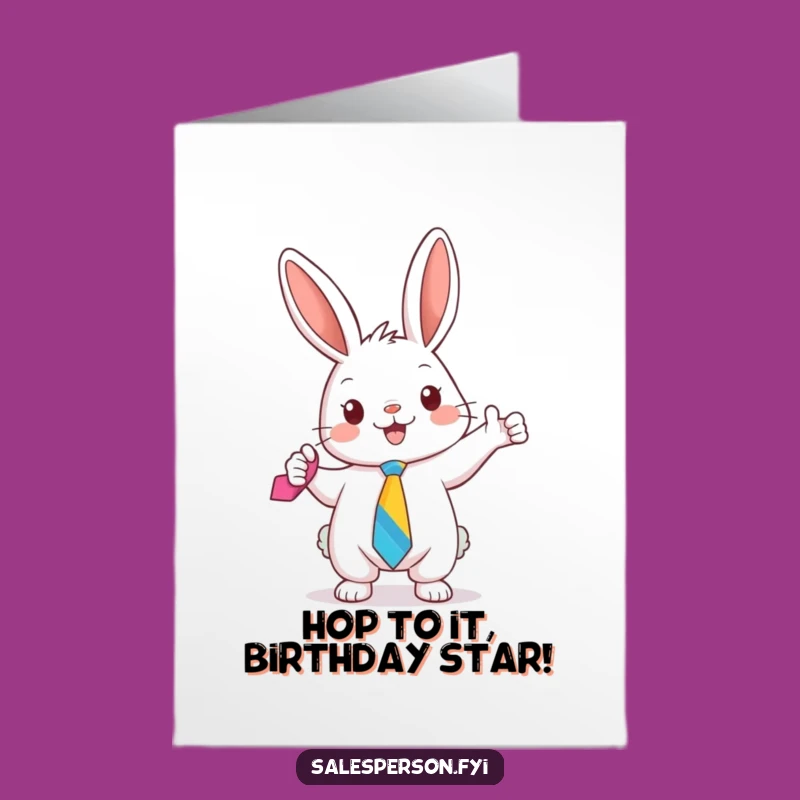 Free Printable Birthday Card: Enthusiastic Bunny with Tie, Funny Download at Home