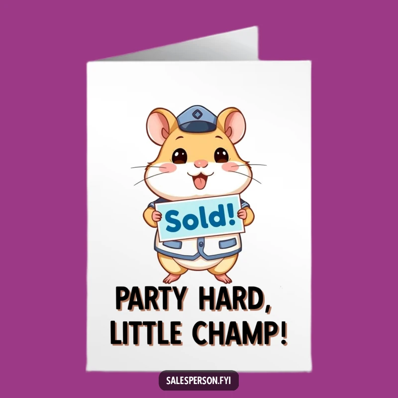 Free Printable Hamster Birthday Card: Energetic Funny Downloadable Gift for Festivities