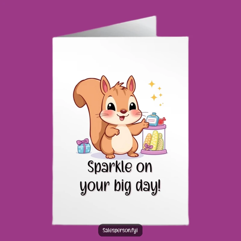Free Printable Birthday Card: Squirrel's Sparkly Gifts - Fun Download!