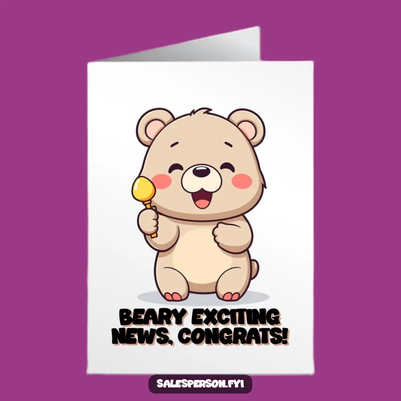 Free Printable Congratulations Card: Cheerful Bear Treasure, Funny Downloadable for Great Success